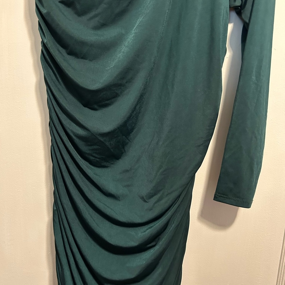 NWOT Zenobia Elegant Teal/Emerald Green One-Shoulder Dress 1XL